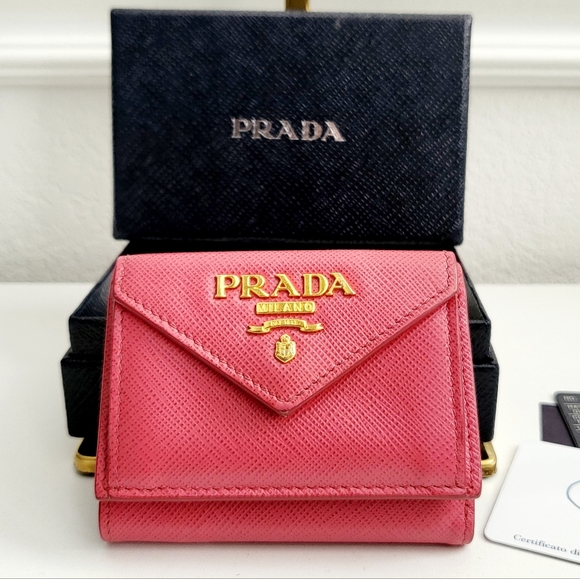 Prada Pink Vitello Leather Trifold Compact Wallet - Picture 3 of 8